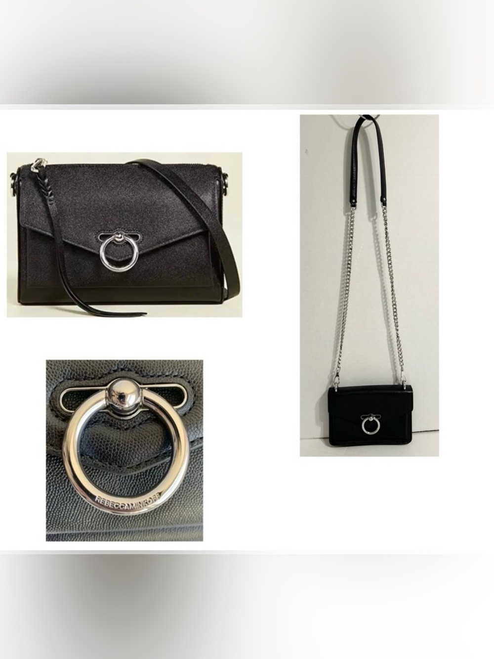 Rebecca Minkoff Black Pebbled Cowhide Crossbody Bag Fashionable Classic Travel